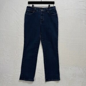 Lee Jeans Womens 6 Petite Blue Relaxed Fit Straight Leg Dark Wash Stretch